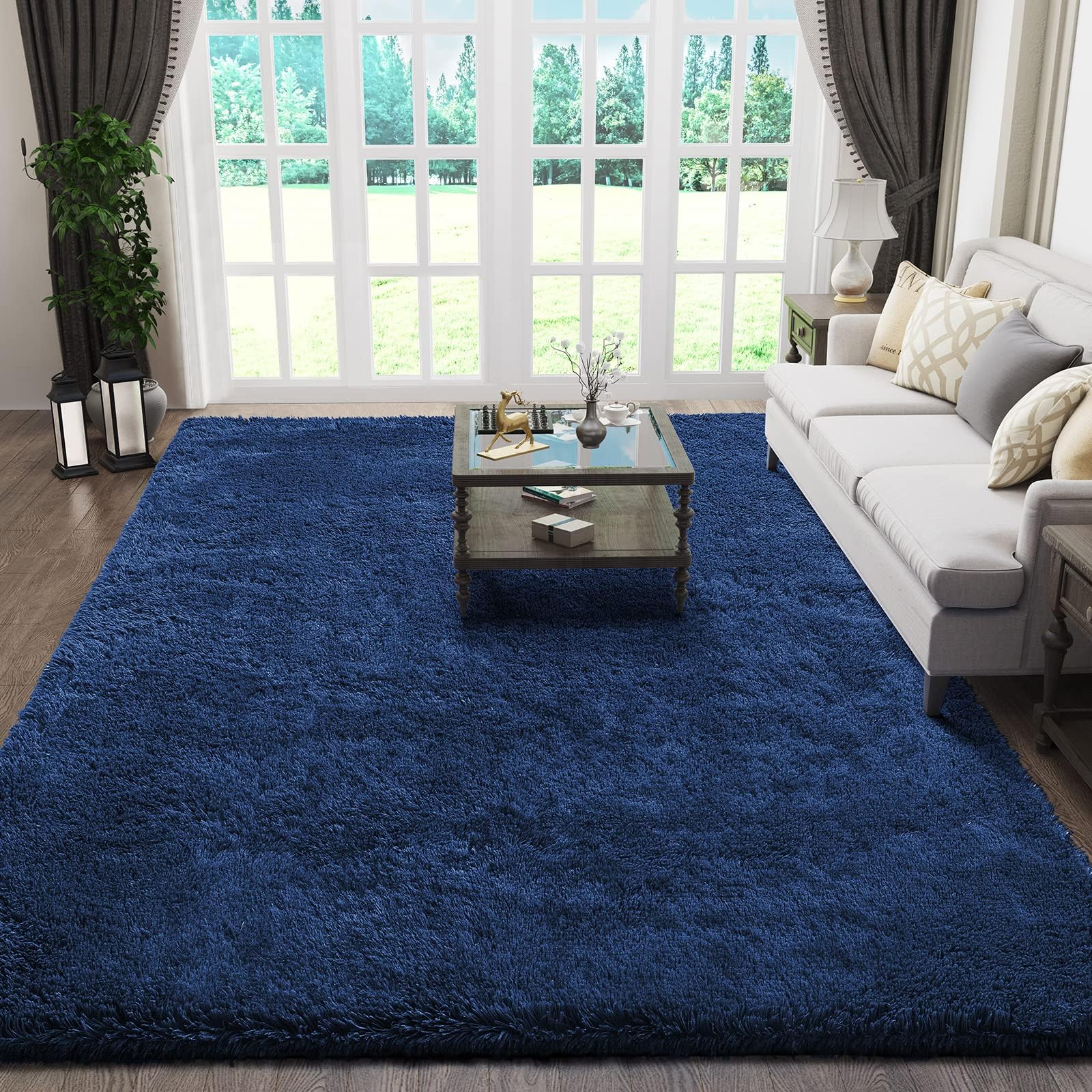 Ophanie Area Rugs for Bedroom Living Room, Grey Fluffy Fuzzy Shag Shaggy Soft Plush Carpet, 4x6 Indoor Floor Gray Rug for Kids Home Dorm Decor Aesthetic